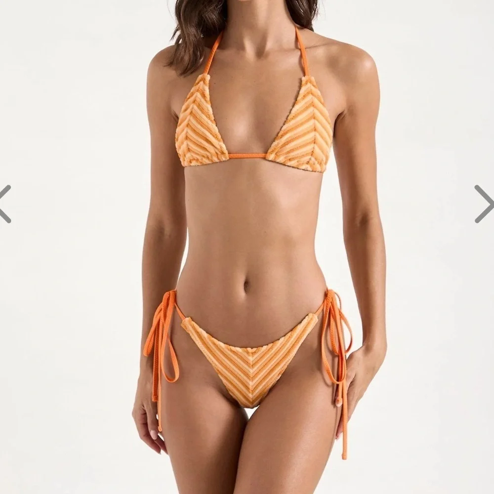 NWT OneOne Swimwear Bikini Set Orange Tangerine Dream Triangle Ariel Terry Cute